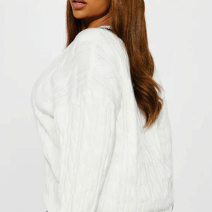Sweat-shirts pour femmes style Y2K, col en V, tricot torsadé, coupe ample, manches longues, pull tendance, logo personnalisé, streetwear, vente en gros, OEM - Product Image 5
