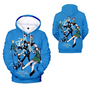 เสื้อฮู้ดดี้พิมพ์ลายอนิเมะสีน้ำเงินแบบ 3 มิติ ทรงปกติสำหรับผู้ชาย ผ้าถักโพลีเอสเตอร์ สวมใส่สบายในฤดูใบไม้ร่วง ดีไซน์โลโก้ด้านหลัง - Product Image 4