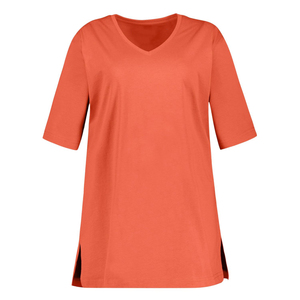 เสื้อยืดคอวีไซส์ใหญ่สำหรับผู้หญิง แบบหลวม สีพื้น สไตล์ลำลอง รับผลิตแบบ OEM ODM ขายส่ง - Product Image 3
