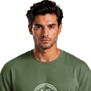 Camiseta Deportiva Esencial para Hombre, Color Verde Oliva, Cuello Redondo, Suave y Transpirable, para Gimnasio, Entrenamiento, Ropa Deportiva Activa - Product Image 4