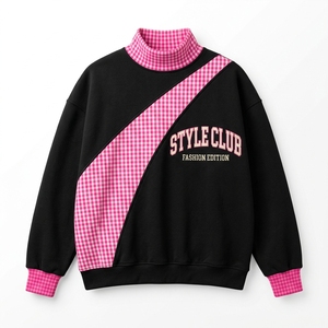 เสื้อสเวตเตอร์คอเต่าลายสก๊อตสำหรับผู้หญิงพร้อมลายพิมพ์ตัวอักษรสไตล์แคมปัสสวมใส่สบายๆในฤดูใบไม้ร่วงผ้าฝ้ายผสมถักแขนยาว - Product Image 5