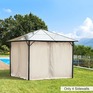 "Beige Universal 9.84FT X 9.84FT Gazebo Sidewall Set with 4 Panels 40 <b>Hooks</b>/C Rings for Pergolas Cabanas-Courtyard Application" - Product Image 2