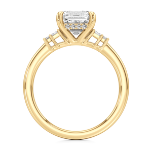 Anillo de Lujo de Oro con Tres Diamantes Sintéticos Cultivados en Laboratorio, Corte Baguette y Asscher - Product Image 3