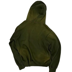 Sudadera con capucha bordada desgastada con lavado ácido mezclado de algodón de calidad superior - Product Image 5