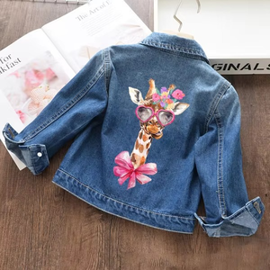 Abrigos de Mezclilla para Niñas Pequeñas, Chaqueta de Mezclilla para Niños con Estampado - Product Image 3