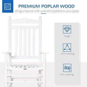 Sedia a dondolo tradizionale in legno bianco con schienale alto per interni/esterni, arredo per portico e giardino - Product Image 6
