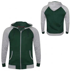 Vêtements de mode pour hommes, sweat à capuche zippé vert gris personnalisé, respirant, écologique, séchage rapide, coupe athlétique, manches raglan, pour l'hiver. - Product Image 1