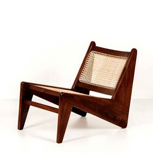 เก้าอี้พักผ่อนสไตล์ Pierre Jeanneret แบบขายส่ง โครงไม้เนื้อแข็งรูปตัว Z พร้อมงานสานหวายธรรมชาติ สำหรับห้องนั่งเล่น - Product Image 1