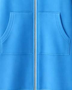 <b>Blue</b> Long Zip <b>Hoodie</b> <b>Womens</b> Winter Fleece Hooded Sweatshirt Coat With Kangaroo Pockets Casual Warm Outerwear OEM Custom Factory - Product Image 6