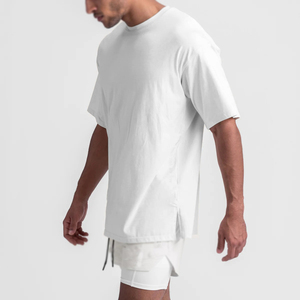 T-shirt Homme Oversize Uni à Manches Courtes Col Rond Décontracté 100% Coton Jersey Coupe Classique Longueur Standard Style Teint Uni - Product Image 3