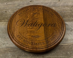 Wood Double Tier Rotating Tray Smooth-Spin Lazy Susan for <b>Tabletop</b> Spice Serving - Product Image 3