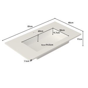 Lavabo carré moderne Maydon en pierre de surface solide avec comptoir blanc mat pour salle de bain - Product Image 6
