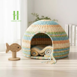 Cute Cat Pet <b>Bed</b> Cat Basket <b>Nest</b> Durable Rattan Cat Carrier for Travel Variety of Color and Dimension OEM Design Made in Vietnam - Product Image 5