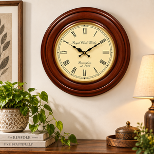 Handcrafted <b>Wooden</b> Quartz <b>Wall</b> <b>Clock</b> with Brass Ring 18 Inch Polished Vintage Needle Display Living Room Wedding Decor - Product Image 6