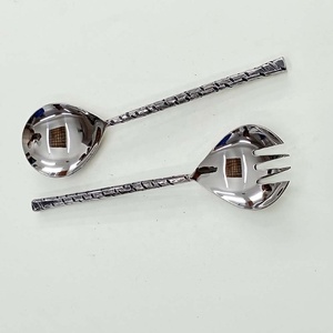 Servidor de ensalada de mango largo, cubiertos de acero inoxidable para niños, servidor de ensalada pulido mate plateado, juego de cubiertos con mango Acrílico - Product Image 3