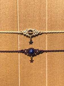 Pulsera de Macramé Hecha a Mano con Ojo de Tigre, Piedra Preciosa Marrón, Cordón Azul, Amuleto de Estrella, Ajustable, Joyería Boho Curativa, HARI OM CREATIONS HOC - Product Image 6