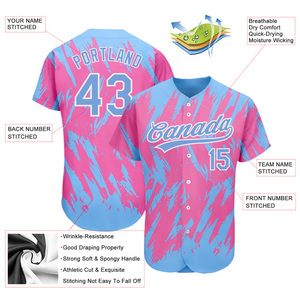 Maillot de baseball unisexe personnalisé, motif éclair rose et bleu, impression par sublimation, polyester respirant, nom d'équipe adulte, n'importe quel nom 00 - Product Image 6