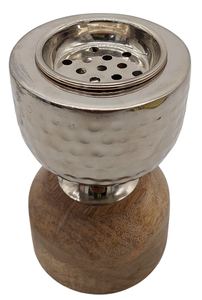 Encensoir en métal martelé et bois, de luxe, argenté, Bakhoor, rond, moderne, pour la maison, le bureau, la décoration de table, vente en gros - Product Image 2