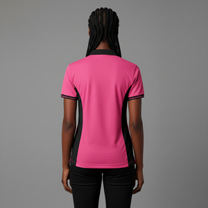 Polo de mujer de alta calidad, corte ajustado, transpirable, de secado rápido, color sólido con rayas negras, logotipo impreso personalizado. - Product Image 2