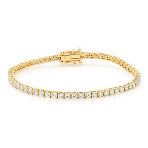 สร้อยข้อมือเพชรทรงกลมเพาะเลี้ยงในห้องปฏิบัติการ ทอง 14K ชุบโรเดียม ดีไซน์หรูหราสำหรับงานแต่งงาน ประดับเพชรแบบ Pave Setting  ดีไซน์โซ่สวยงาม เหมาะสำหรับทั้งชายและหญิง - Product Image 2