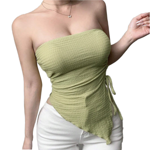 Top de Tirantes Cruzados sin Tirantes, Tejido a Crochet, con Cordones, Color Sólido, Estilo Vintage, Sexy y Transpirable, para Mujer - Product Image 1