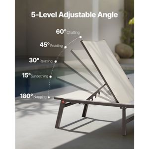Silla Reclinable Plegable para Exteriores con Capacidad de Carga de 400 Libras, 5 Posiciones Ajustables, Fácil de Montar, para Tomar el Sol - Product Image 5