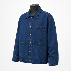 Nouvelle veste de travail en jean bleu foncé pour homme, sur mesure, style décontracté, en coton, streetwear, fabricant OEM ODM - Product Image 5