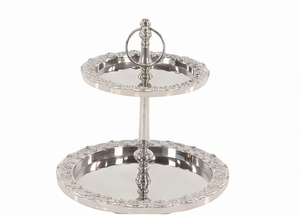 Premium Round Stainless Steel Cake Stand 2 Tier Handmade Decorative Serving Tray <b>For</b> Desserts And Teas Elegant Tabletop Accent - Product Image 4