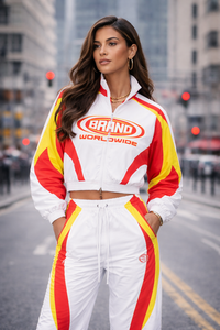 Conjunto Deportivo Personalizado para Hombre, Color Rosa, Talla Grande, Estilo Urbano, para Otoño |   Sudadera de Forro Polar de Alta Calidad, Transpirable, con Cuello Alto y Cierre, con Estampado - Product Image 5