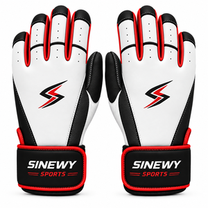 Gants de frappe Sinewy Sports blancs, noirs et or avec rayures, protection complète des doigts pour le baseball et le softball - Product Image 5
