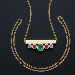 สร้อยคอออนิกซ์สีเขียวทรงกลมคลาสสิก 16 นิ้ว ประดับด้วยหินหลายชนิด เงินแท้ 925 ชุบทอง 18K เครื่องประดับทันสมัย - Product Image 2