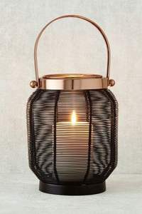 Farol de metal para velas, portavelas dorado, farol de cristal tipo huracán, farol decorativo de metal para mesa. - Product Image 6