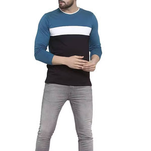 T-shirt à manches longues pour homme, en polyester/coton de haute qualité, col rond, logo personnalisé, vente en gros - Product Image 3