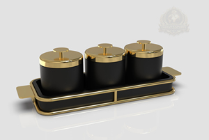 Ensemble de bols de cuisine de luxe noir et or, écologique, pour la maison et les fêtes, design palestinien haut de gamme, récipient moderne pour épices - Product Image 3