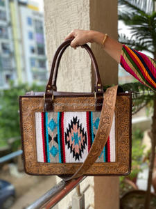 Nouveau véritable fait à la main usiné aztèque en cuir sacs fourre-tout femmes élégant sac à provisions élégant Style Vintage parfait accessoire sacs en cuir - Product Image 4