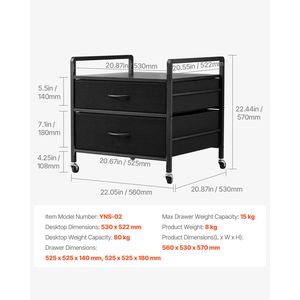Carrello Porta Frigorifero con Capacità di 80 kg, 2 Cassetti e 4 Ruote Girevoli, Scaffale Mobile per Mini Frigo - Product Image 4