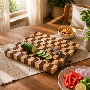 Planche à découper en bois d'acacia massif, écologique, 4 cm d'épaisseur, pour la préparation de la viande et des légumes en cuisine - Product Image 2