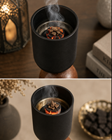 Brûleur d'encens moderne en métal avec base en bois, écologique, durable, décoratif, porte-encens, décoration d'intérieur, aromathérapie, cadeau