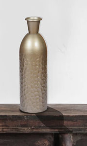 Jarrón de latón texturizado contemporáneo al por mayor – Centro de mesa de metal dorado con textura para mesa de comedor y sala de estar - Product Image 4