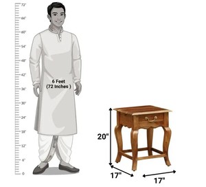 Wholesale Solid Sheesham Wood Bedside <b>Table</b> with Drawer | Vintage Curved Leg Wooden <b>side</b> <b>table</b> | End <b>Table</b> with <b>Storage</b> Shelf - Product Image 6