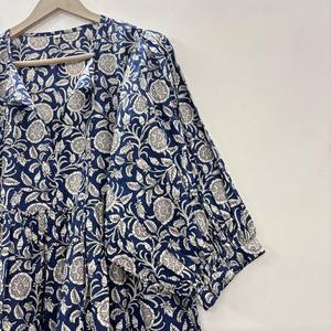 Vestido Casual Midi de Algodón Tejido Liso para Mujer, Manga Corta, Cintura Imperio, Estilo Babydoll, Oversize, Cuello en V, Ajuste Holgado, Funcional - Product Image 2