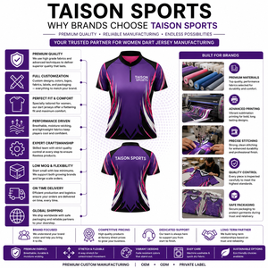 เสื้อดาร์ทผู้หญิงคุณภาพสูง 180 GSM ผ้าโพลีเอสเตอร์ซับเหงื่อ สีเบจดำ แบบแผง  พร้อมสกรีนโลโก้ตามสั่ง - Product Image 5