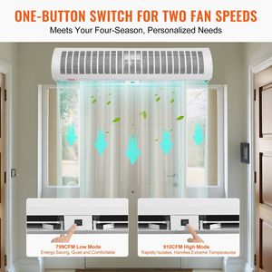 Ventilatore a Barriera d'Aria Commerciale da Parete da 42 Pollici, Super Potente, 2 Velocità, 1350 CFM, Purificatore d'Aria per Porte Interne - Product Image 4