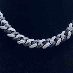 Collar de Cadena Cubana de Plata 925 con Diamantes de Moissanita Negros y Blancos, Corte Brillante, Joyería Hip Hop, Regalo para Ella - Product Image 5
