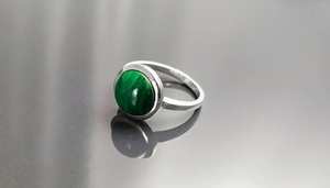 Anillo de malaquita auténtica, plata de ley 925, piedra de protección natural, joyería para mujer, regalo delicado - Product Image 5