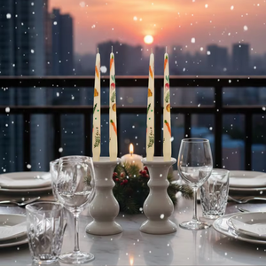 Velas Decorativas de Cera Pintadas a Mano con Diseño Botánico y Festivo de Navidad y San Valentín (Juego de 4) Decoración para el Hogar - Product Image 2