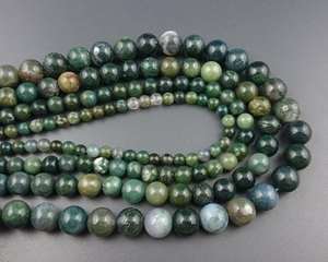 Cuentas de ágata musgosa verde, cuentas redondas de piedras preciosas naturales, hebra para hacer joyas, manualidades DIY - Product Image 4