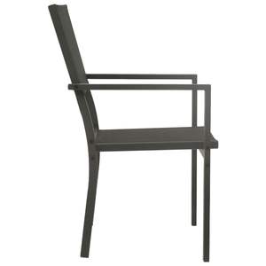 Ensemble de 4 chaises de jardin en acier noir avec accoudoirs, mobilier d'extérieur au design contemporain, pieds effilés durables - Product Image 4
