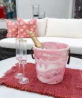 Marmerlook fruitpatroon hars moderne luxe dubbelwandige handgemaakte aanpasbare wijnkoeler ijs emmer binnen buiten feesten