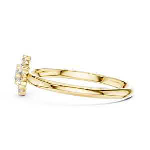 Anillo solitario de oro amarillo macizo de 14k para mujer, con diamante de corte redondo minimalista en forma de flor, para compromiso, aniversario, regalo de boda - Product Image 2